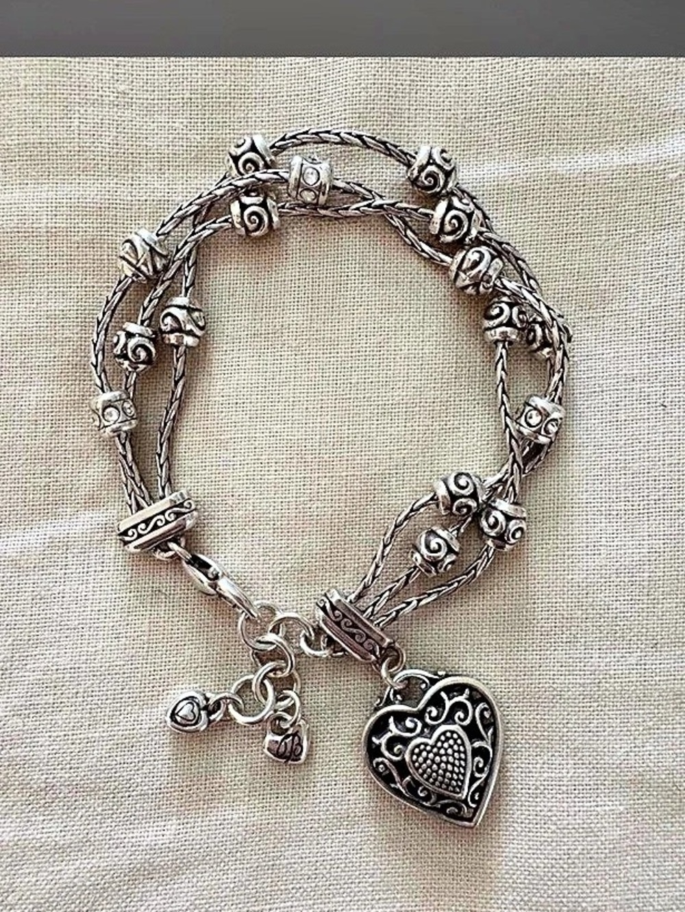 Brighton Silver-Tone Heart Charm Bracelet